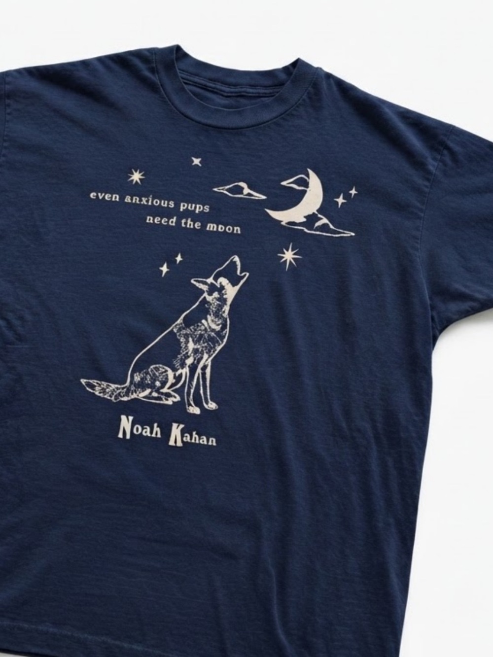 Navy Short-Sleeve Tee with Cream Moon & Howling Pup Graphic - Picture 2 of 3